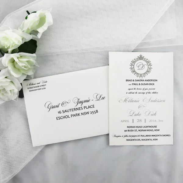 WEDINV98 Elegant Printed Grey Wedding Invitations