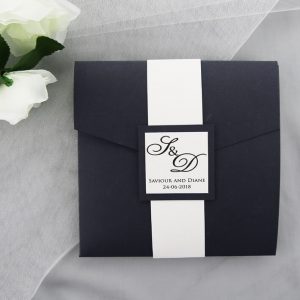 WEDINV166 navy pocketfold wedding invitations