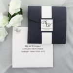 WEDINV166 navy pocketfold wedding invitations with envelopes