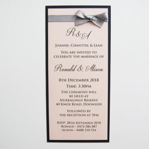 WEDINV167 navy blue pink and silver simple wedding invitations