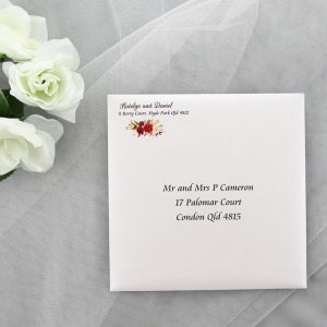 WEDINV169 burgundy floral wedding envelopes
