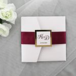 WEDINV169 front of Burgundy and Gold Floral Wedding Invitation