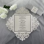 WEDINV173 inside of ivory Lasercut Wedding Invitation with Silver Glitter belly band