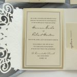 WEDIV175 inside of Ivory embossed wedding invitation with pocket