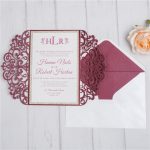 WEDINV182 inside of burgundy and gold lasercut wedding invitation