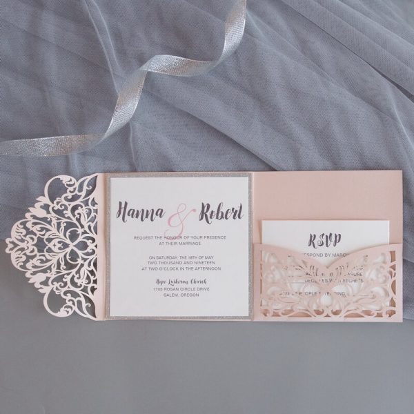 LASINV74 inside of Exquisite Lace Wine pocketfold wedding invitation
