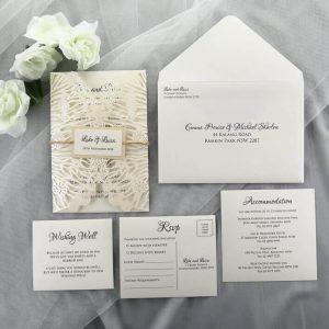 WEDINV174 Beach Theme Ivory Lasercut Wedding Invitation set