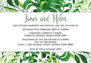 WEDINV185 Leafy wedding invitations