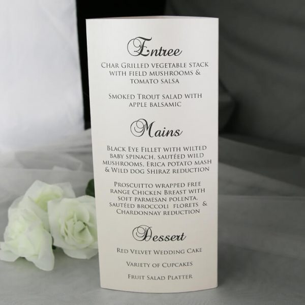 TABMEN20 Ivory printed trifold A4 table menu side 2